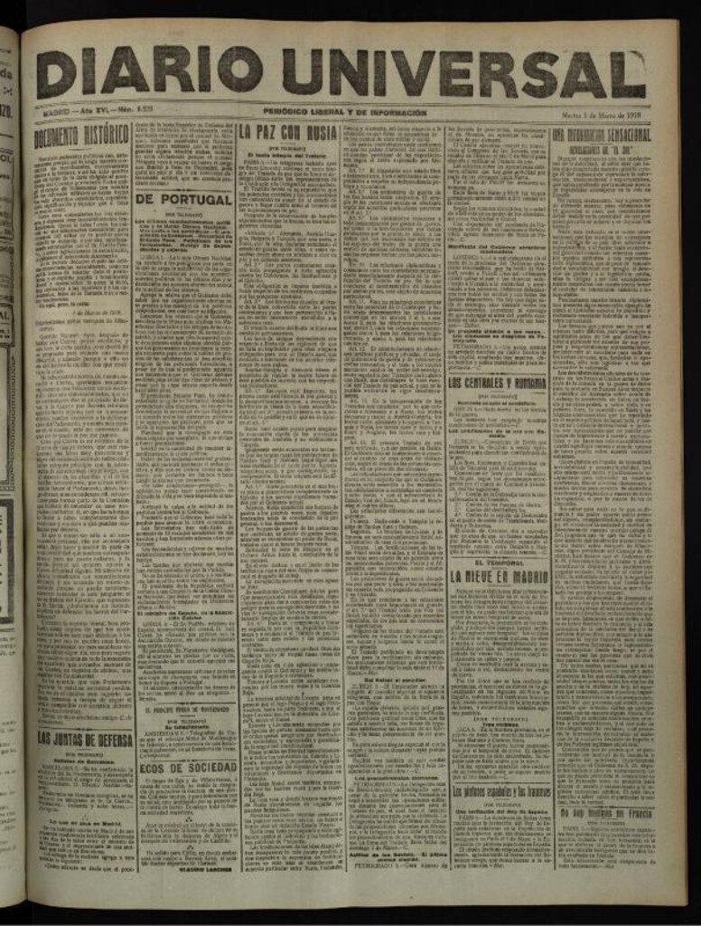 Miniatura de Diario Universal del 5 de marzo de 1918