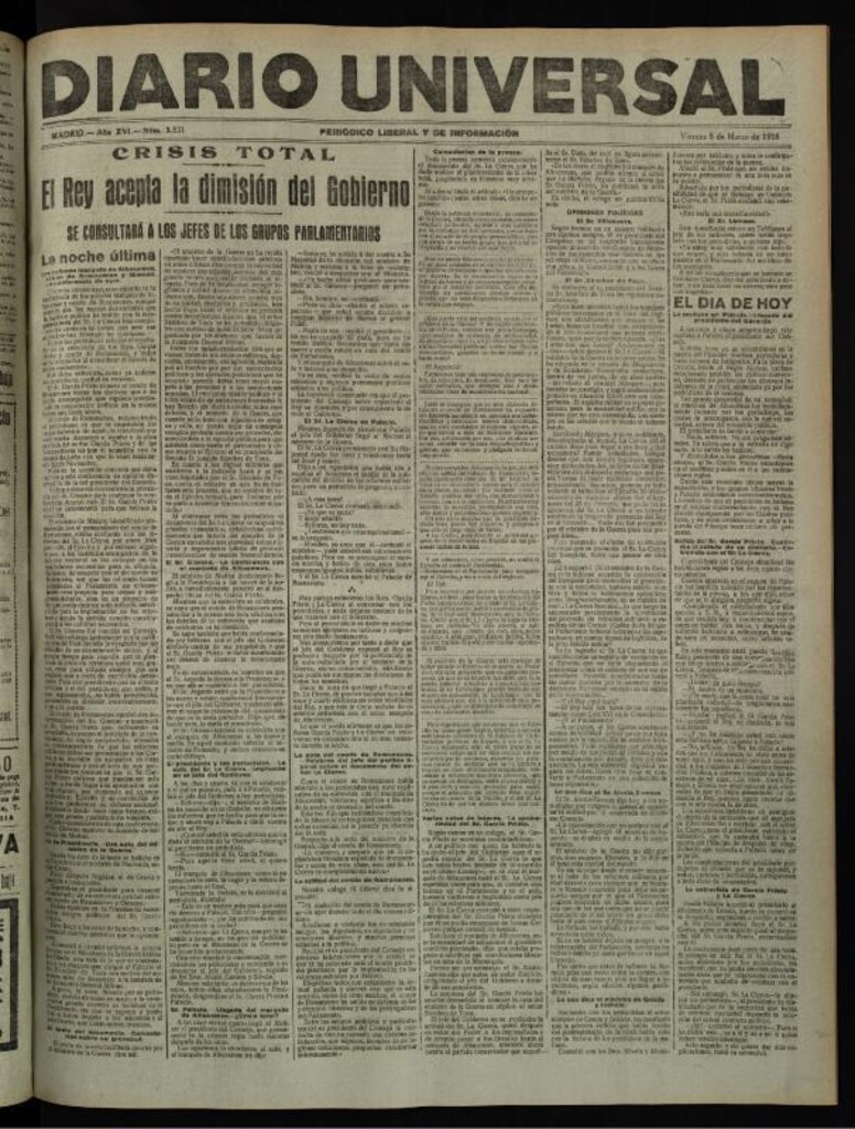 Miniatura de Diario Universal del 8 de marzo de 1918
