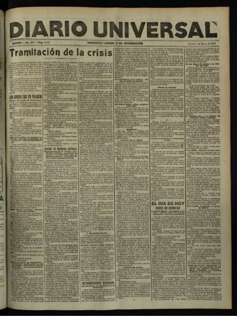 Miniatura de Diario Universal del 9 de marzo de 1918