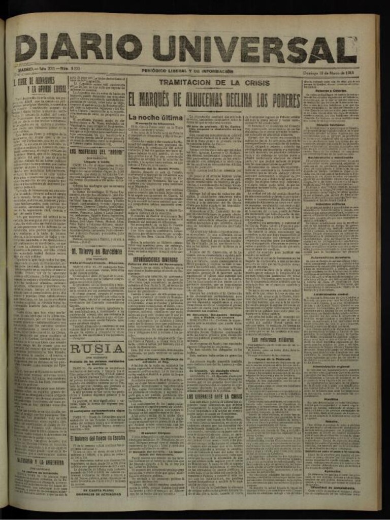 Miniatura de Diario Universal del 10 de marzo de 1918