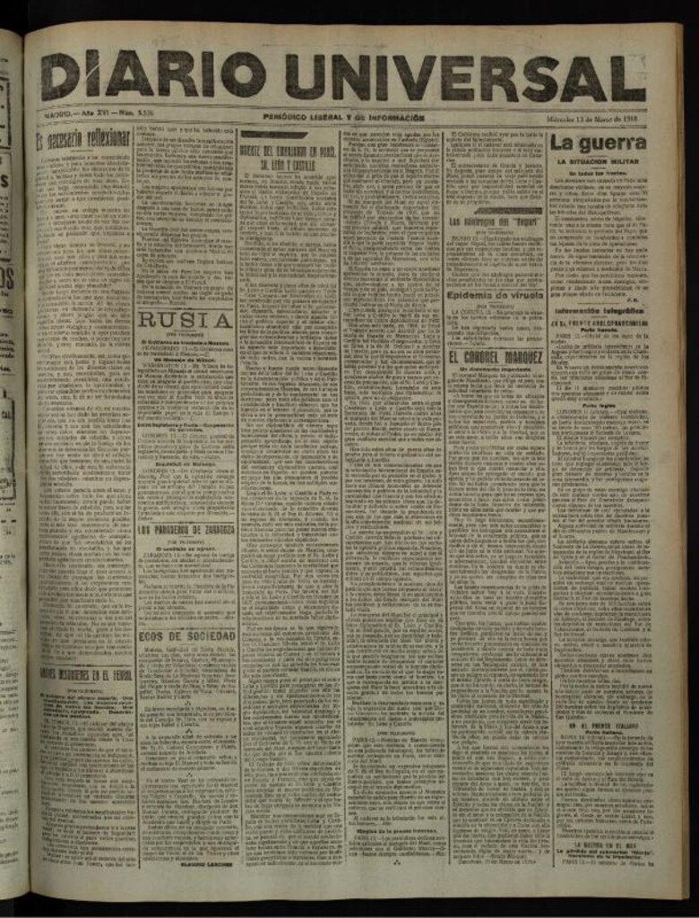 Miniatura de Diario Universal del 13 de marzo de 1918