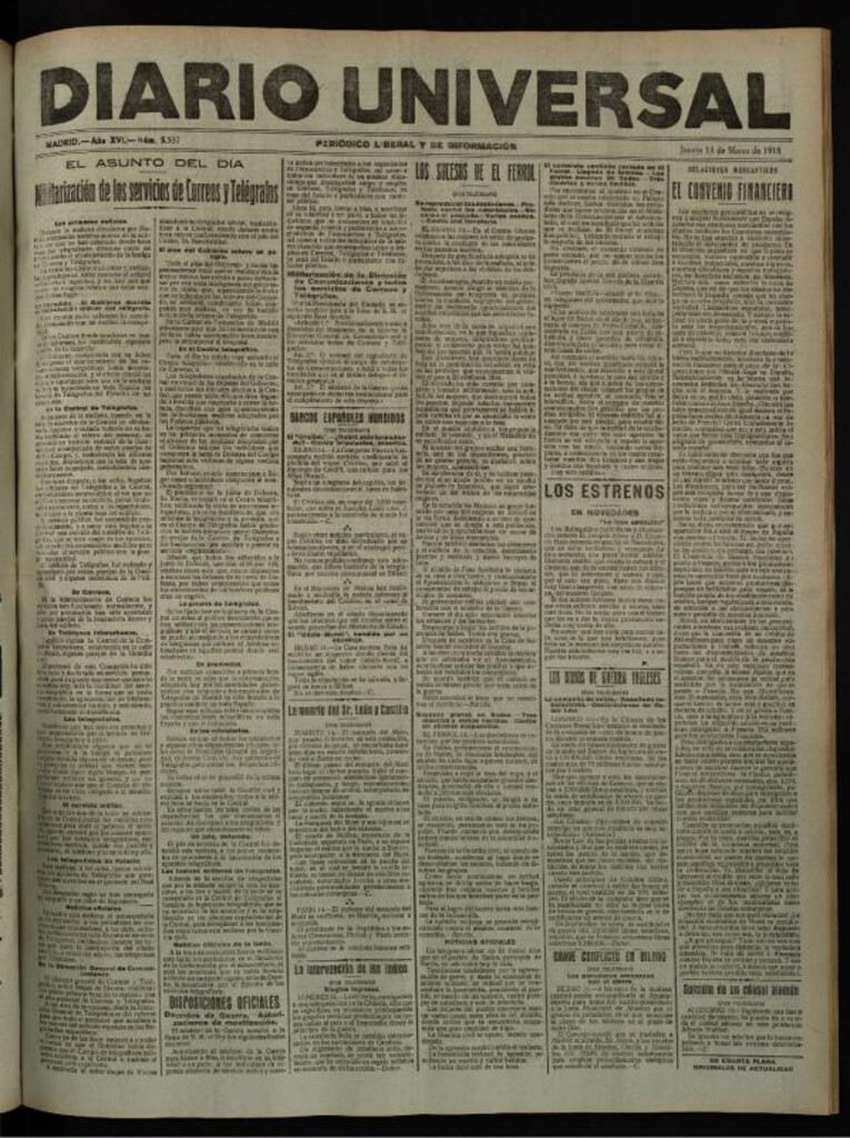 Miniatura de Diario Universal del 14 de marzo de 1918