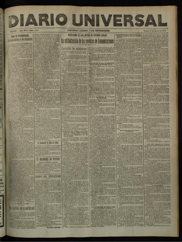 Miniatura de Diario Universal del 15 de marzo de 1918