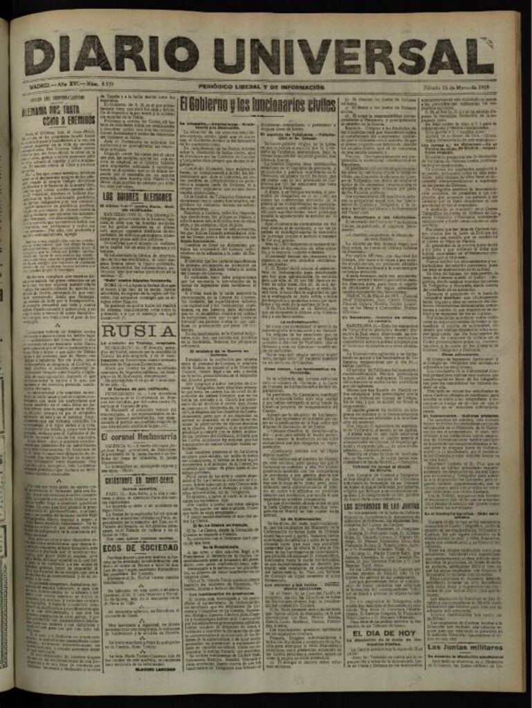 Miniatura de Diario Universal del 16 de marzo de 1918