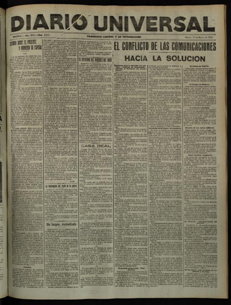 Miniatura de Diario Universal del 19 de marzo de 1918