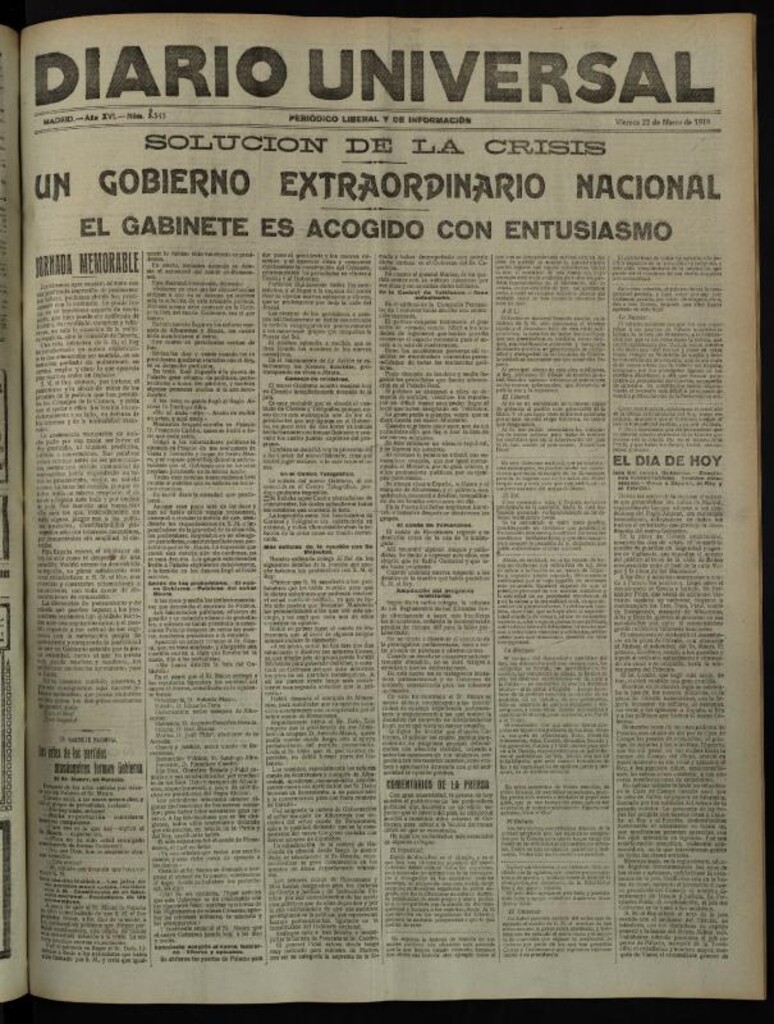 Miniatura de Diario Universal del 22 de marzo de 1918