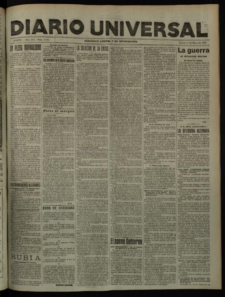 Miniatura de Diario Universal del 23 de marzo de 1918
