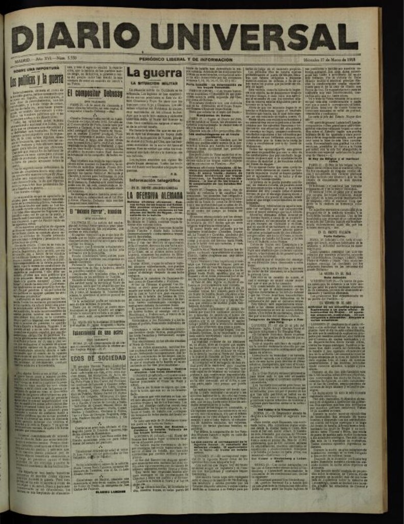 Miniatura de Diario Universal del 27 de marzo de 1918