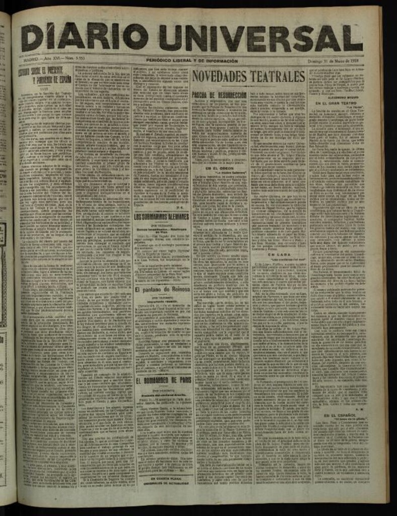 Miniatura de Diario Universal del 31 de marzo de 1918