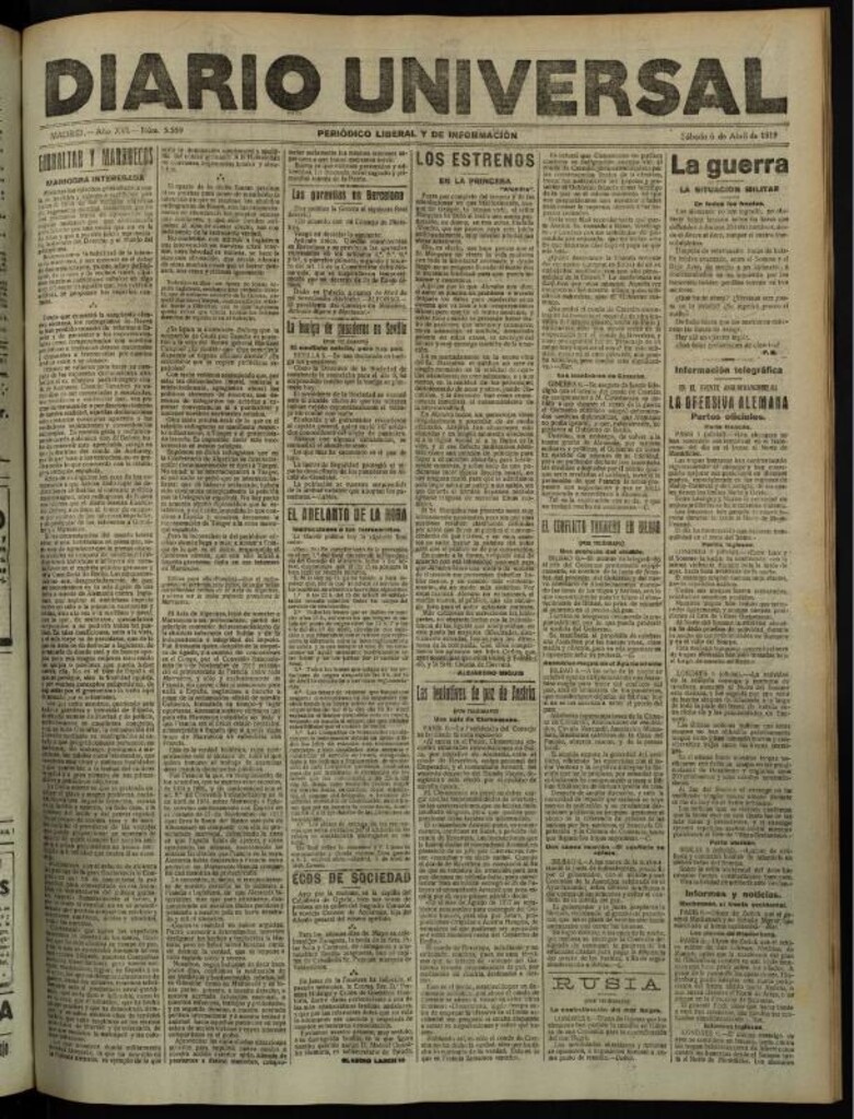 Miniatura de Diario Universal del 6 de abril de 1918