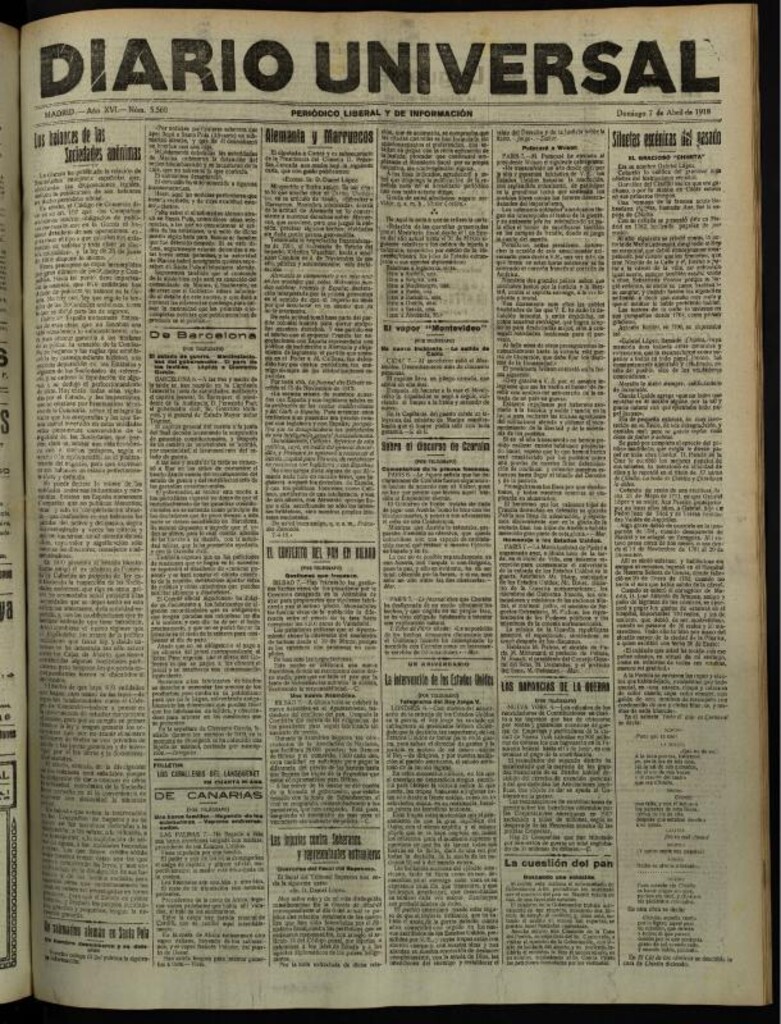 Miniatura de Diario Universal del 7 de abril de 1918