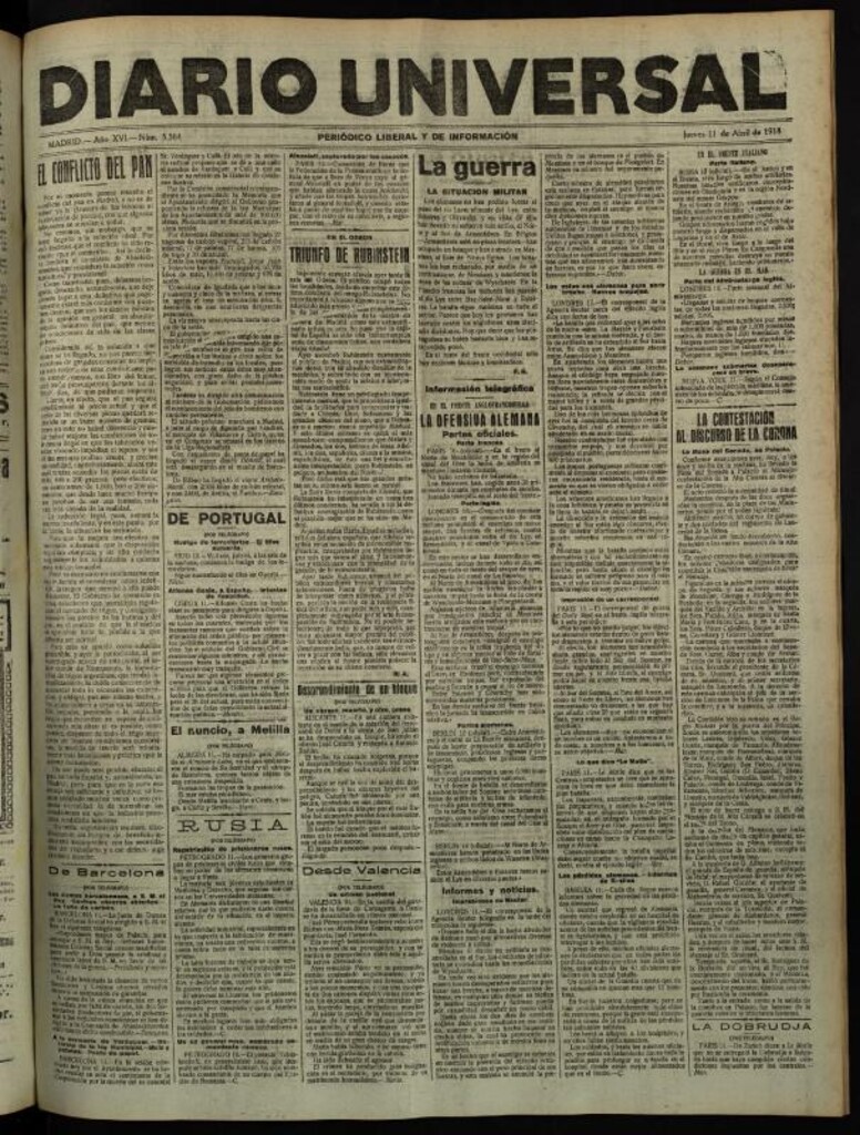 Miniatura de Diario Universal del 11 de abril de 1918