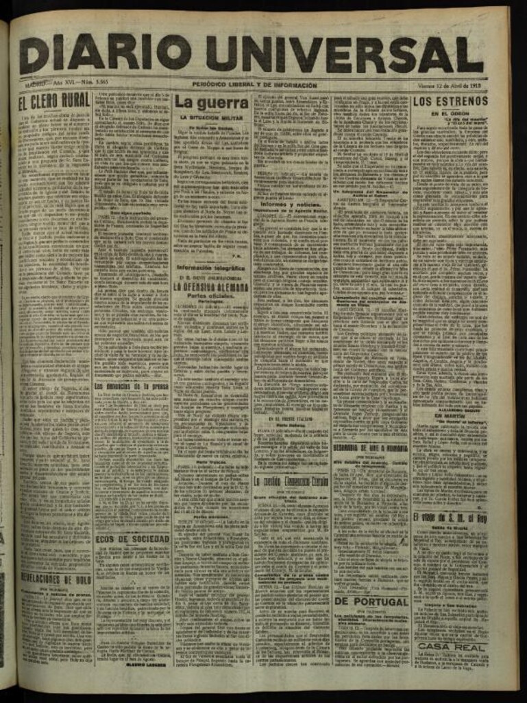 Miniatura de Diario Universal del 12 de abril de 1918