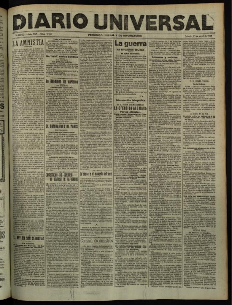 Miniatura de Diario Universal del 13 de abril de 1918