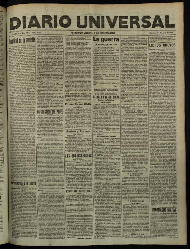 Miniatura de Diario Universal del 14 de abril de 1918