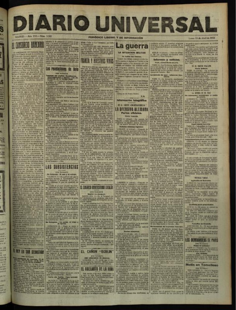 Miniatura de Diario Universal del 15 de abril de 1918