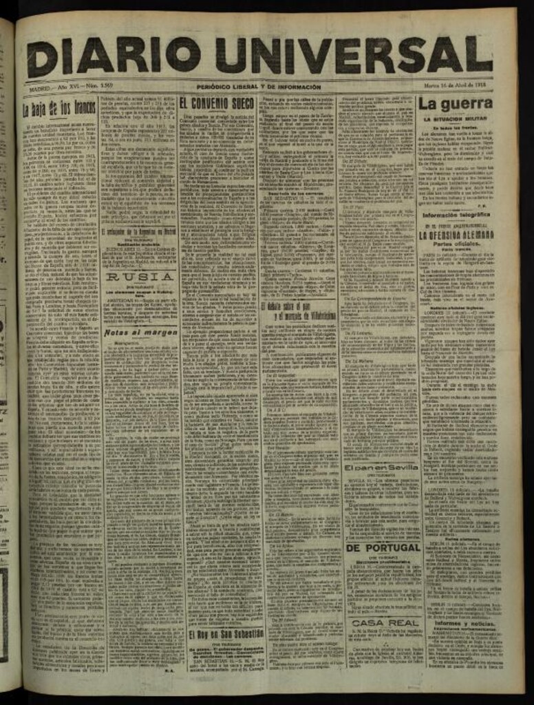 Miniatura de Diario Universal del 16 de abril de 1918
