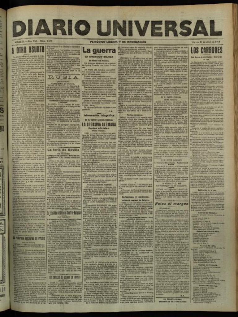 Miniatura de Diario Universal del 19 de abril de 1918