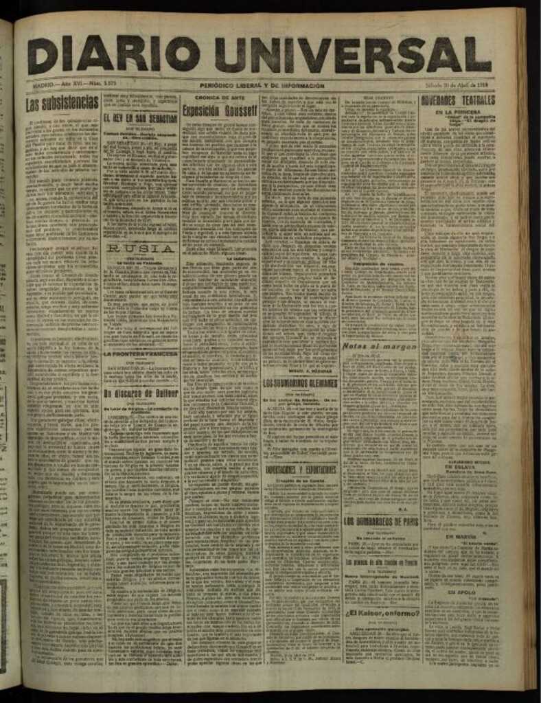Miniatura de Diario Universal del 20 de abril de 1918