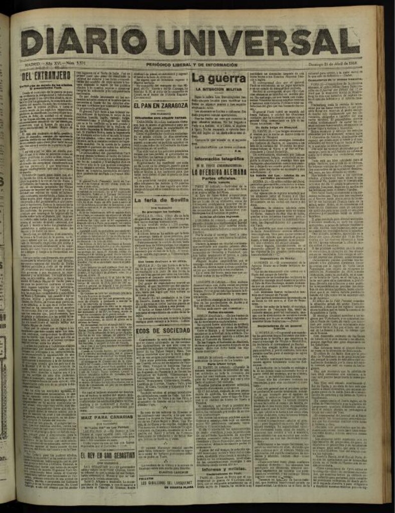 Miniatura de Diario Universal del 21 de abril de 1918