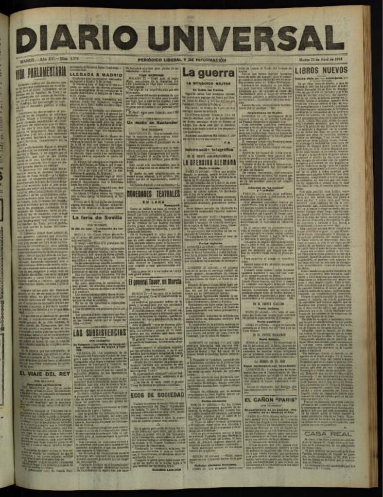 Miniatura de Diario Universal del 23 de abril de 1918