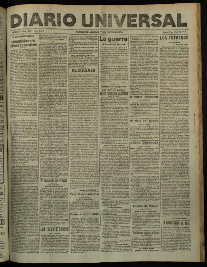 Miniatura de Diario Universal del 25 de abril de 1918
