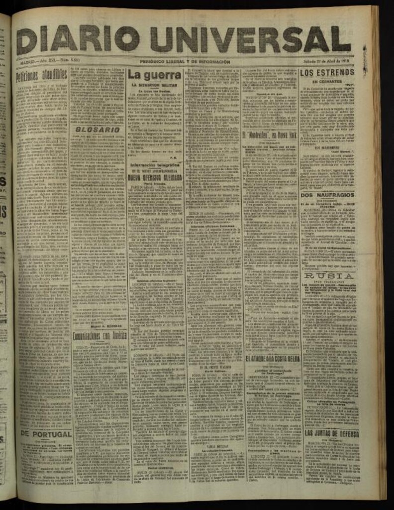 Miniatura de Diario Universal del 27 de abril de 1918