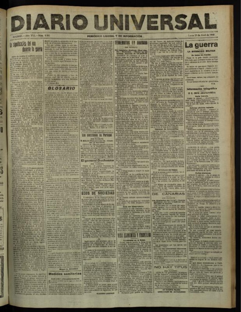 Miniatura de Diario Universal del 29 de abril de 1918
