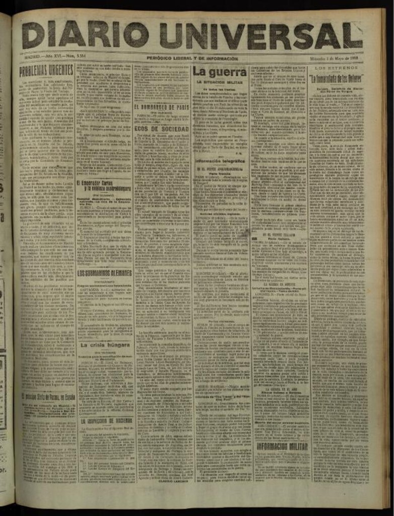 Miniatura de Diario Universal del 1 de mayo de 1918