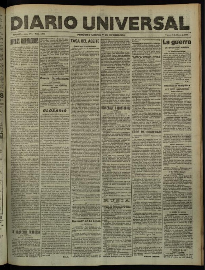 Miniatura de Diario Universal del 3 de mayo de 1918