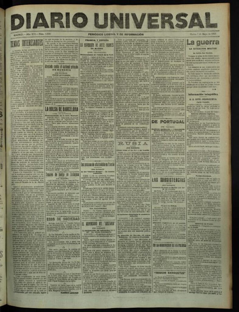 Miniatura de Diario Universal del 7 de mayo de 1918
