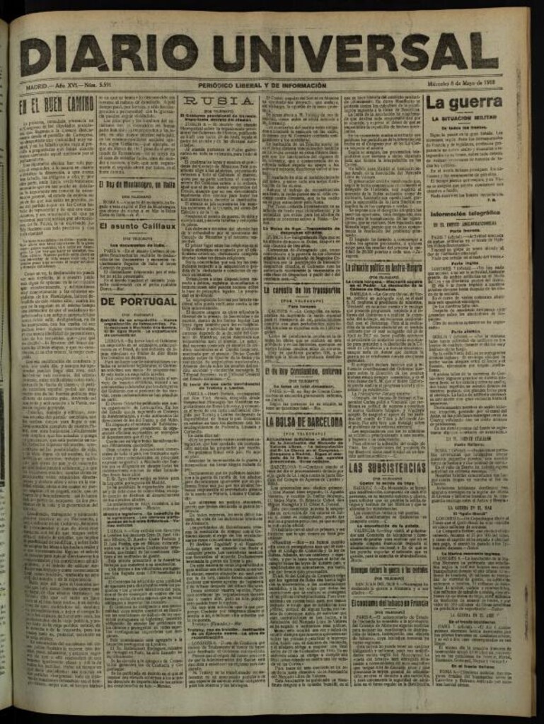 Miniatura de Diario Universal del 8 de mayo de 1918