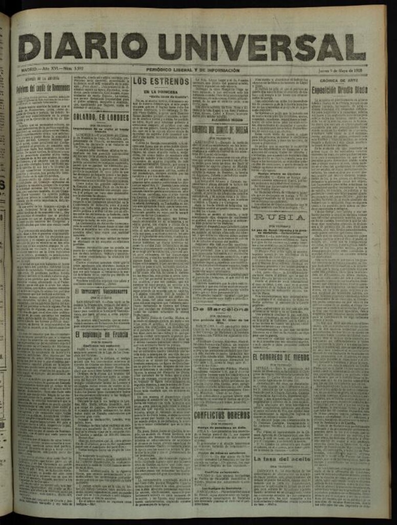 Miniatura de Diario Universal del 9 de mayo de 1918