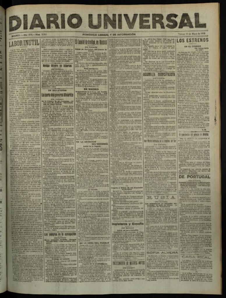 Miniatura de Diario Universal del 10 de mayo de 1918