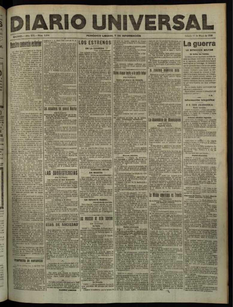 Miniatura de Diario Universal del 11 de mayo de 1918