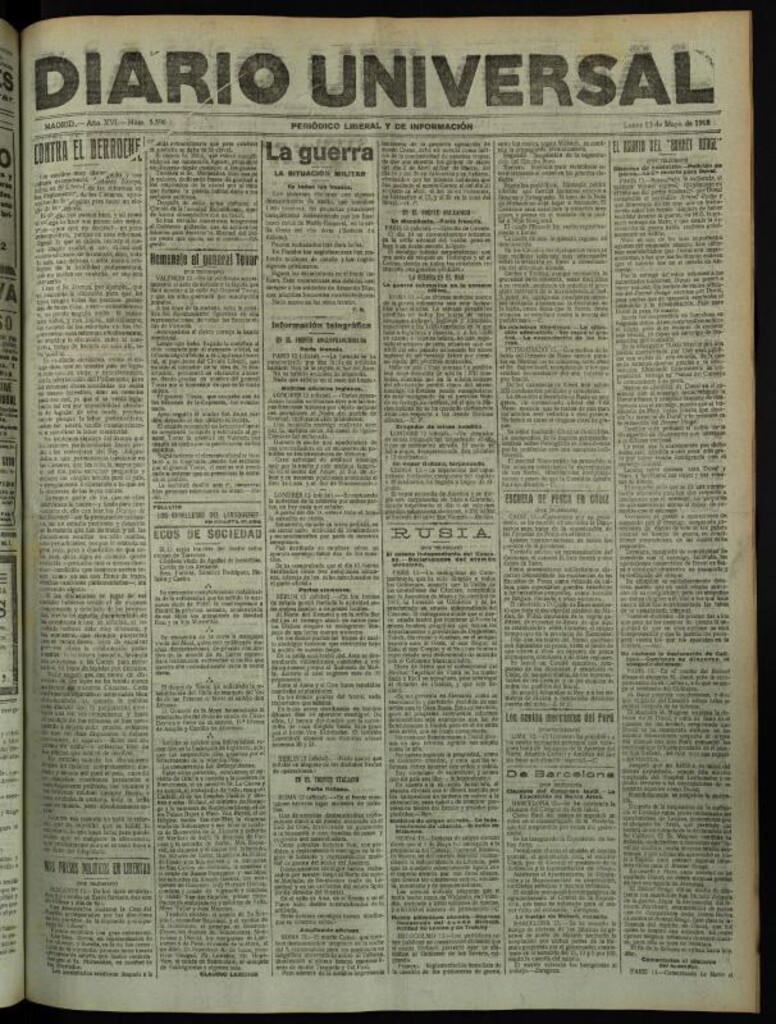 Miniatura de Diario Universal del 13 de mayo de 1918