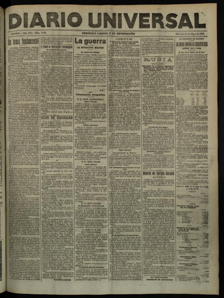 Miniatura de Diario Universal del 15 de mayo de 1918