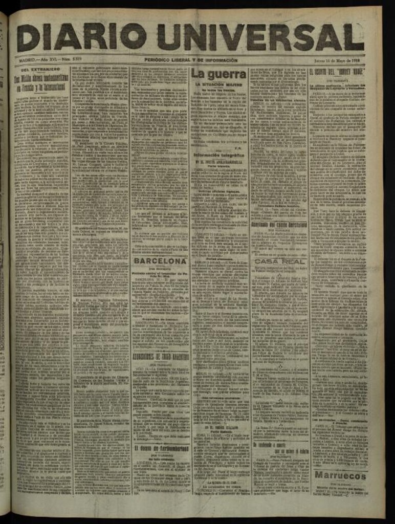 Miniatura de Diario Universal del 16 de mayo de 1918