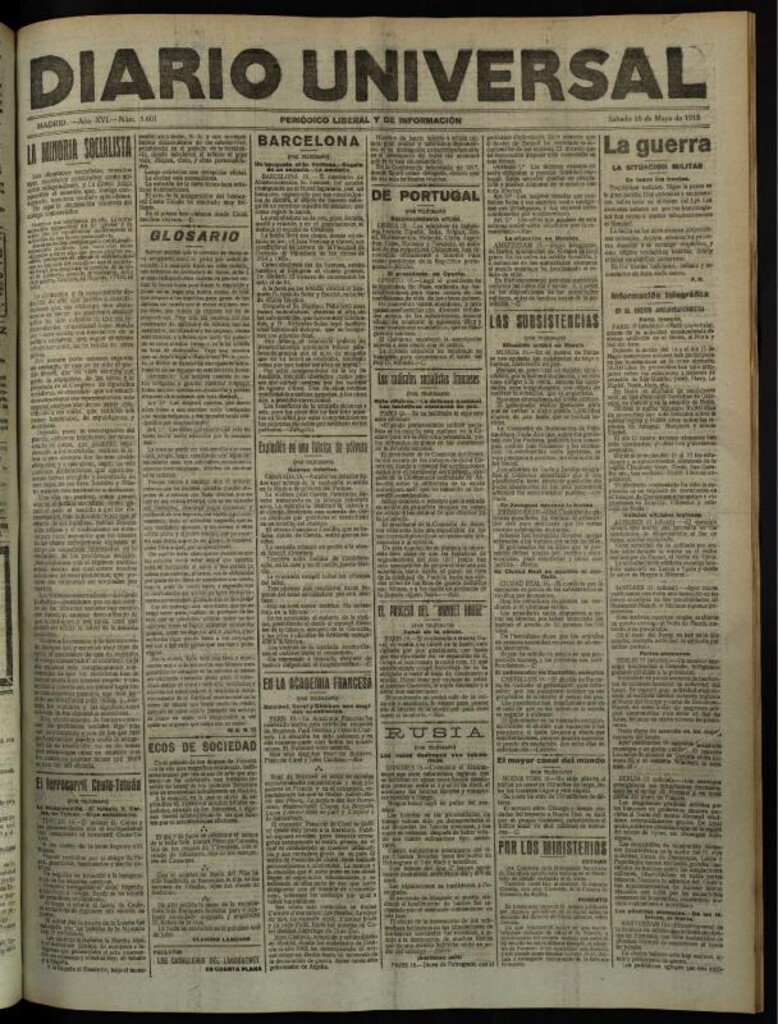 Miniatura de Diario Universal del 18 de mayo de 1918