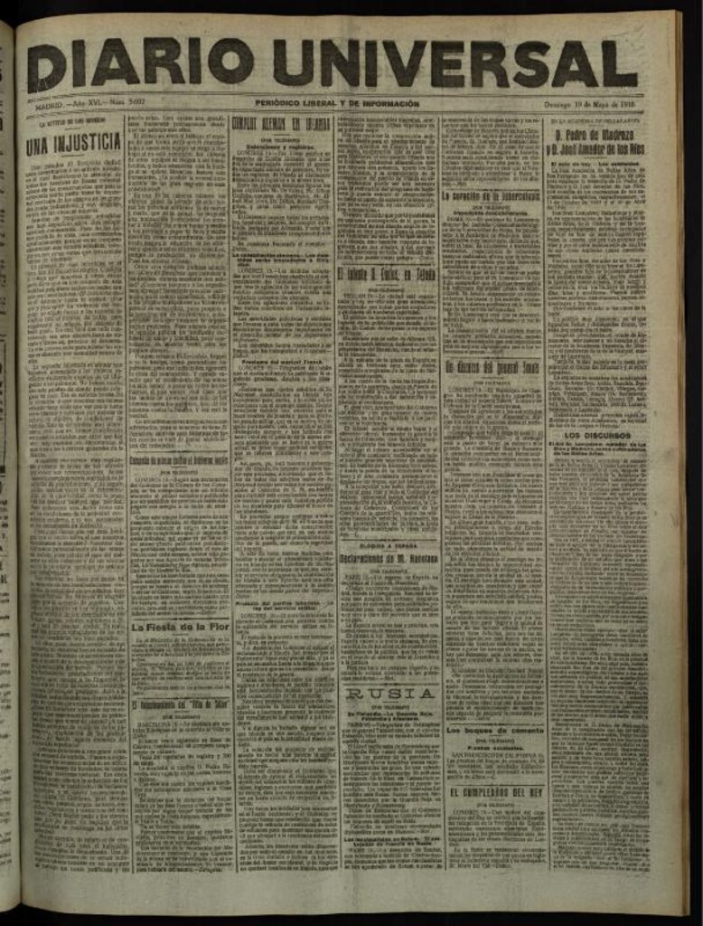 Miniatura de Diario Universal del 19 de mayo de 1918