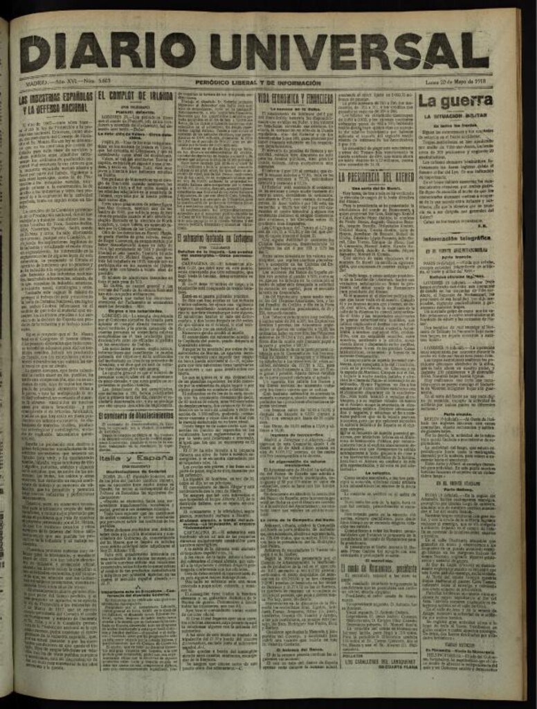 Miniatura de Diario Universal del 20 de mayo de 1918