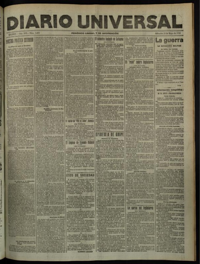 Miniatura de Diario Universal del 22 de mayo de 1918