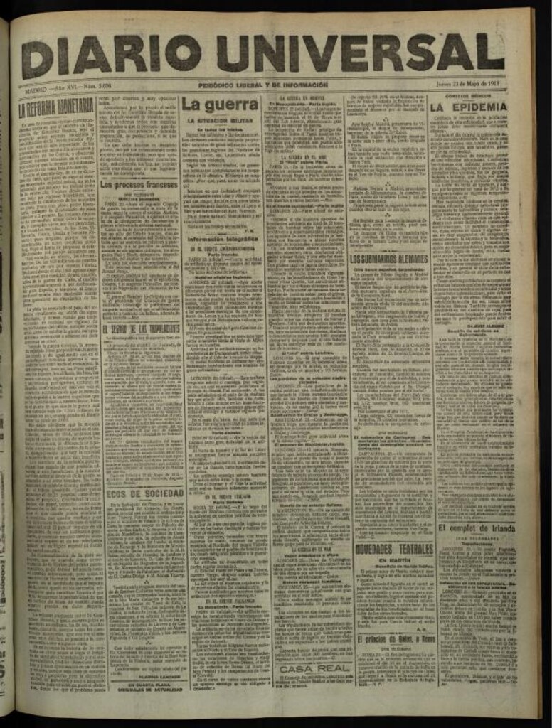 Miniatura de Diario Universal del 23 de mayo de 1918