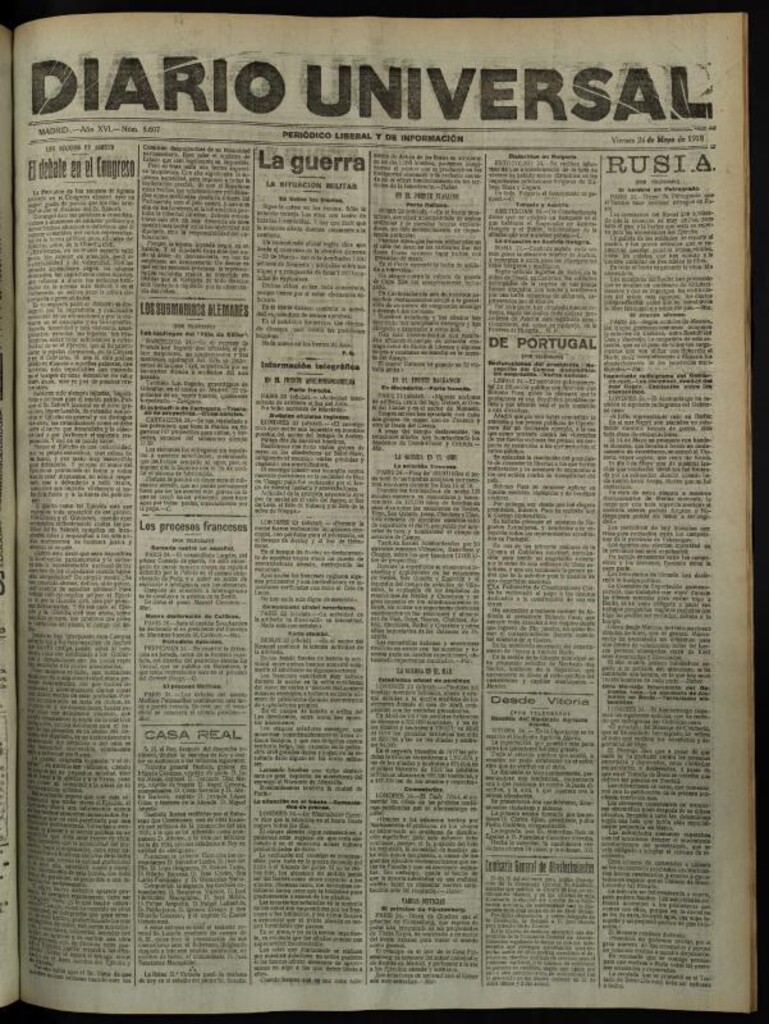 Miniatura de Diario Universal del 24 de mayo de 1918