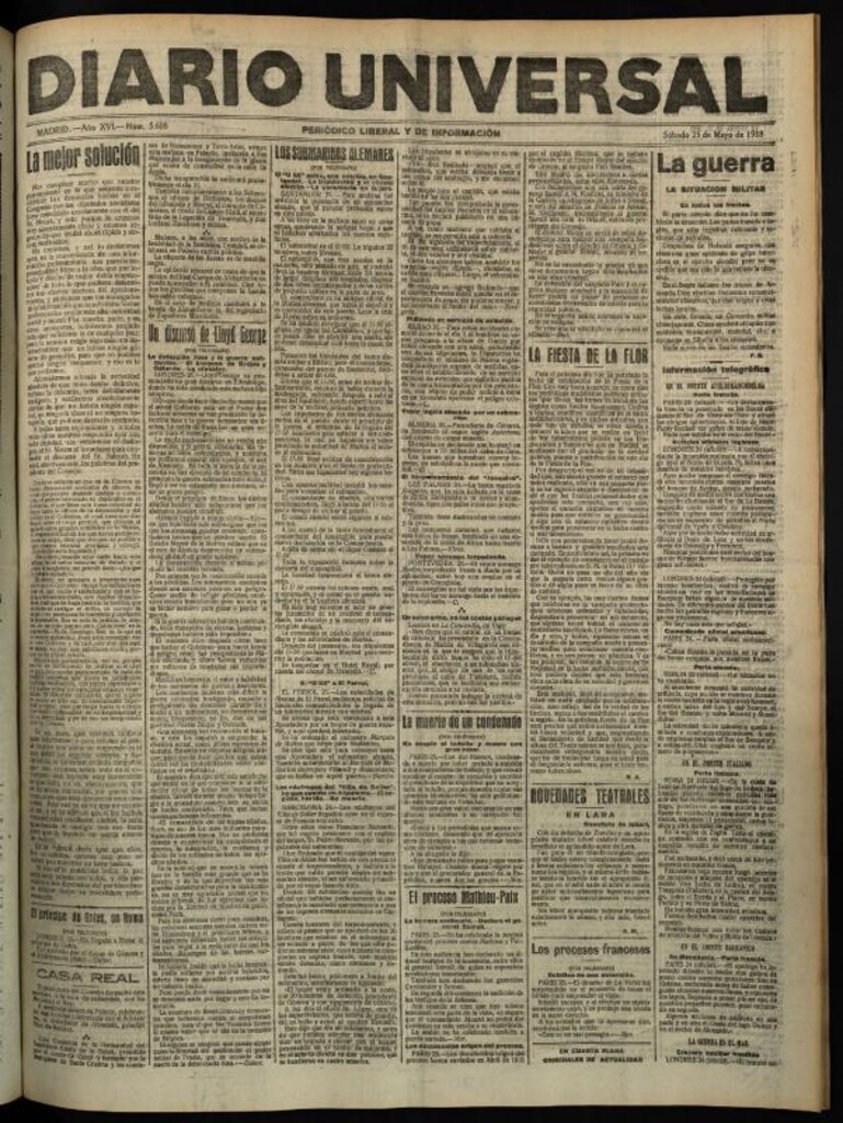 Miniatura de Diario Universal del 25 de mayo de 1918