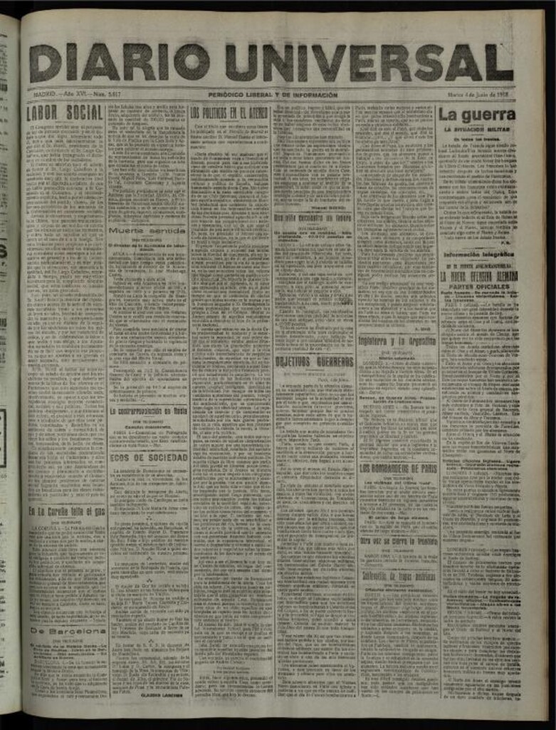Miniatura de Diario Universal del 4 de junio de 1918