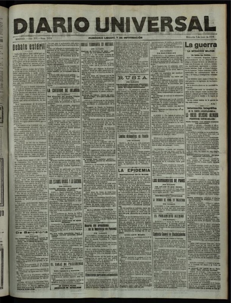 Miniatura de Diario Universal del 5 de junio de 1918