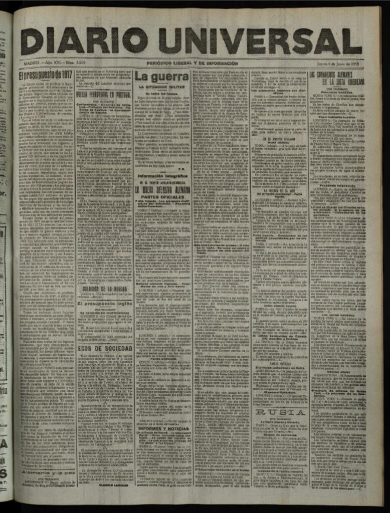 Miniatura de Diario Universal del 6 de junio de 1918