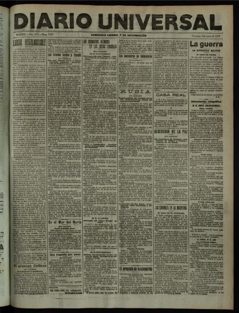 Miniatura de Diario Universal del 9 de junio de 1918