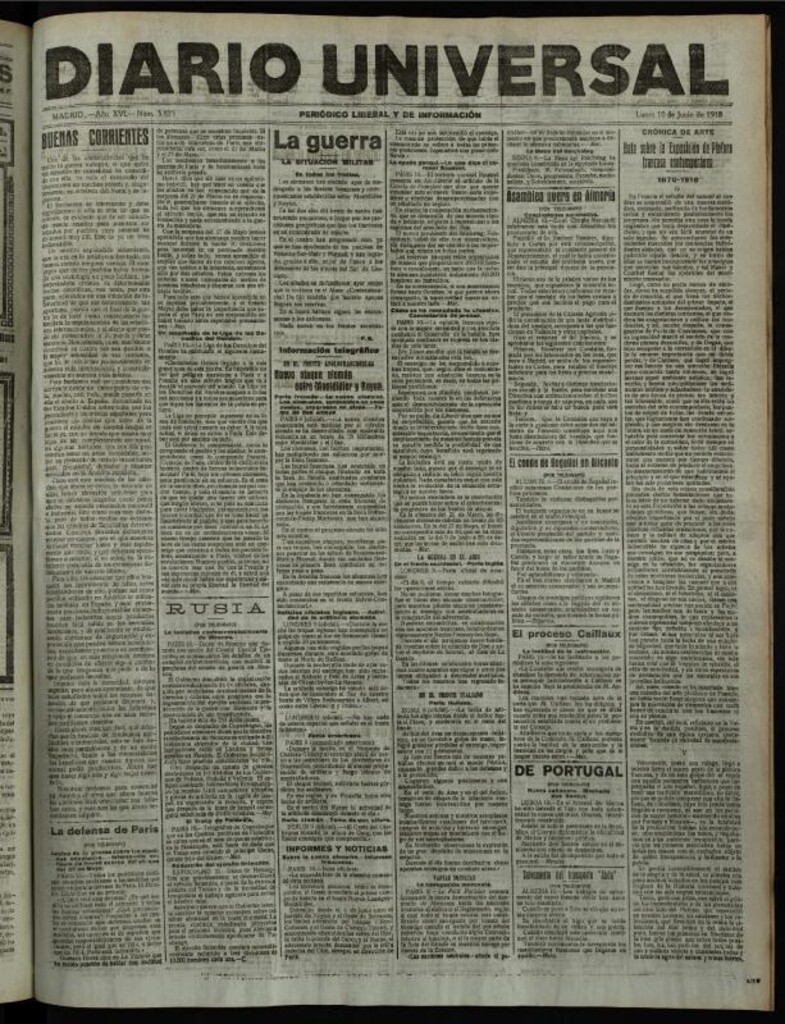 Miniatura de Diario Universal del 10 de junio de 1918